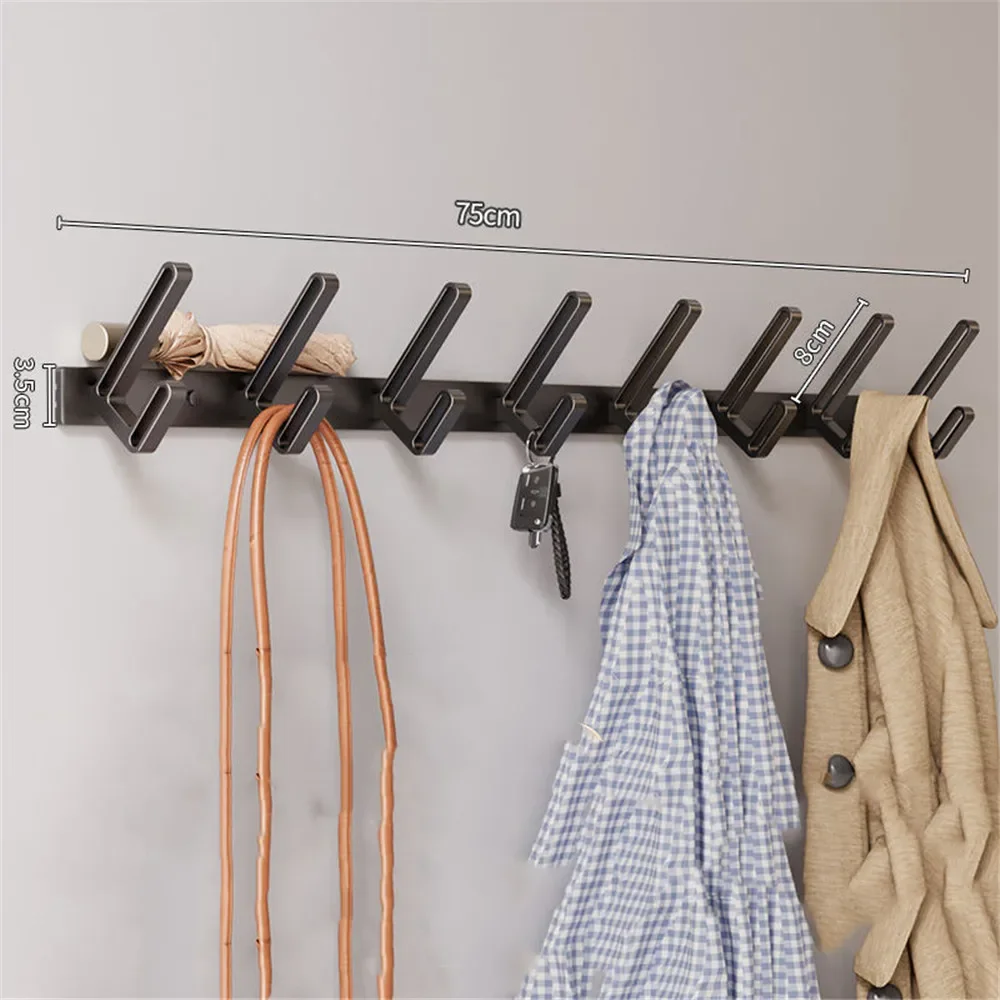 Perchero de aluminio con 7/8 ganchos, perchero largo montado en la pared para ropa, colgador para sombrero, organizador de llaves, ganchos para dormitorio, sala de estar y baño: Verde