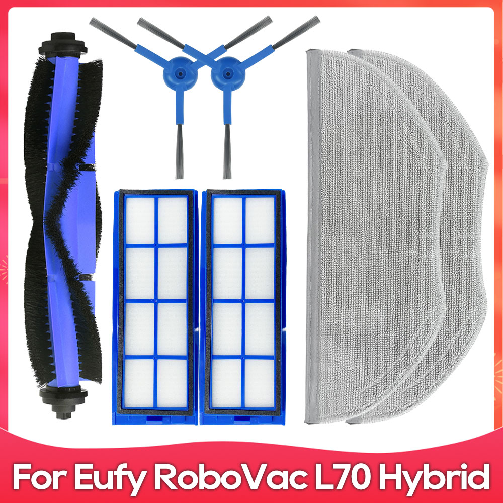 Compatibel met ( Eufy RoboVac L70 Hybrid ) Hoofdborstel, Zijborstel, HEPA-filter, Dweildoek, Accessoire voor Robotstofzuiger: Lavendel