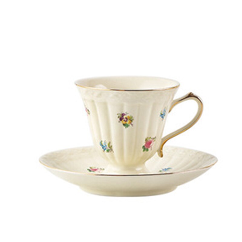 Ceramic European-style Small Luxury Home Tea Set High-end Phnom Penh Cup British Afternoon Tea Cup Flower Tea Cup Tea Pot: a