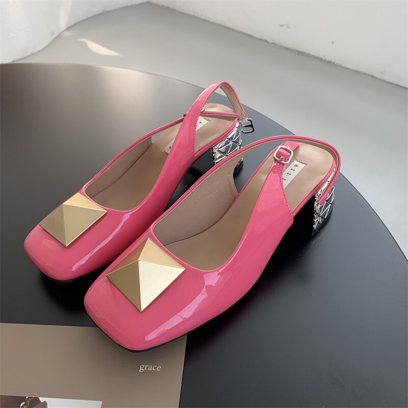 Luxury Brand Women Heeled Shoes Simple Geometric Style High Heels Ankle Strap Casual Mary Jane Shoes talons hauts Women&#39;s Pumps