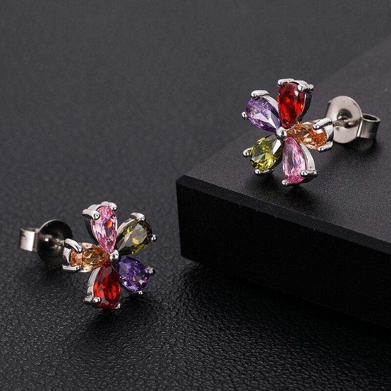 Orecchini da donna Multicolor orecchini a forma di gioielli AAA zirconi cubici accessori da sposa moda