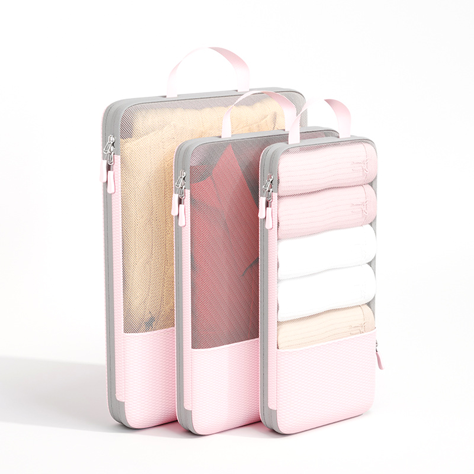 Sammenleggbare reiseklær oppbevaringsvesker vanntette vesker bærbar bagasjeorganisator veske pakkekube lett støvtett reiseveske: Rosa
