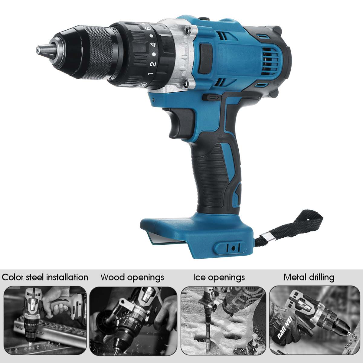 18V 3 in 1 Electric Cordless Impact Drill 13mm 95NM Rechargable Electric Screwdriver Hammer Drill for Makita Battery Power Tool