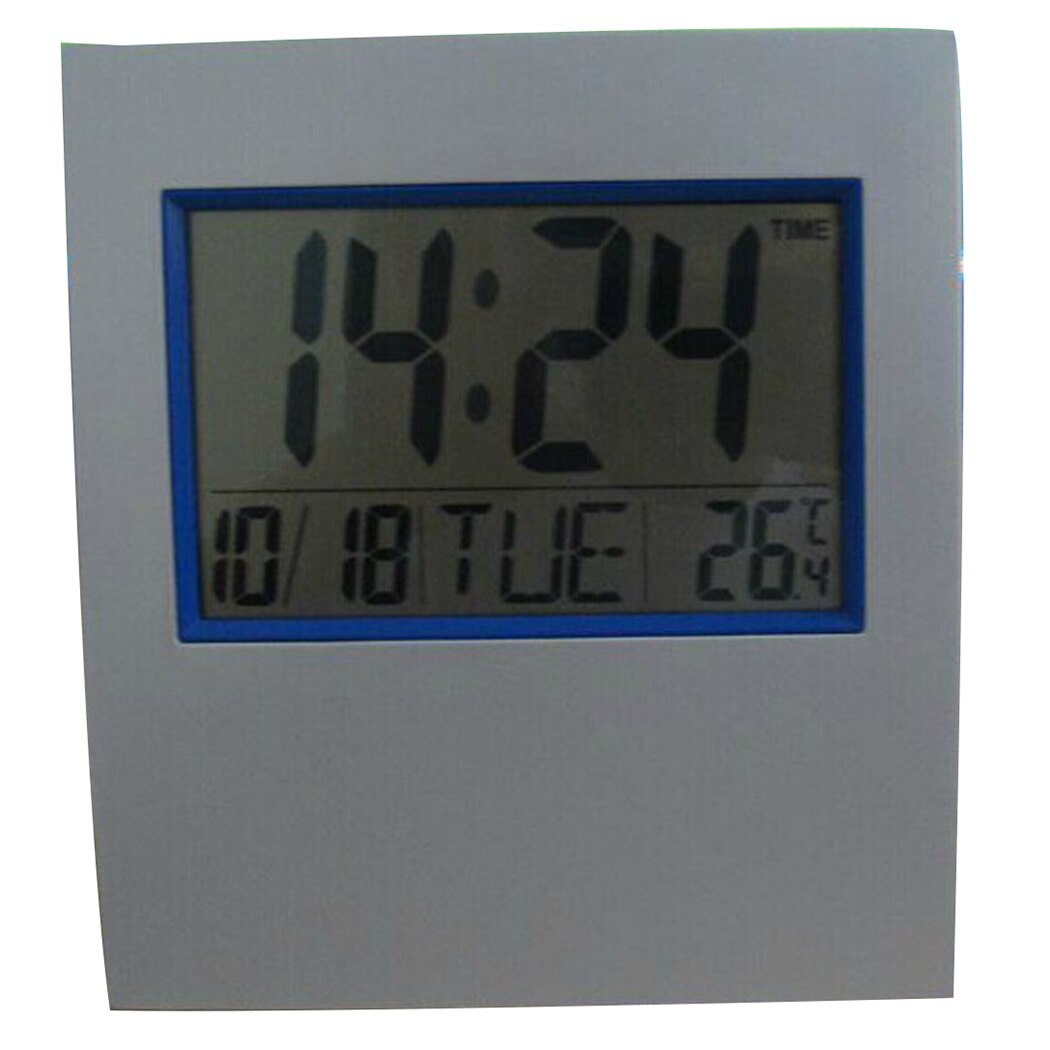LCD Digital Silver Table Clock / Wall Clock With Calendar Temperature Alarm Large Screen LCD Wall Clock Simple Electronic Alarm