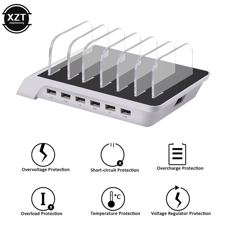 Multi Port Fast Opladen QC4.0 USB Telefoon Oplader 6 Poorten Station Dock Stand Houder Voor Alle Telefoon/Tafels/ smart Horloge/Power Bank