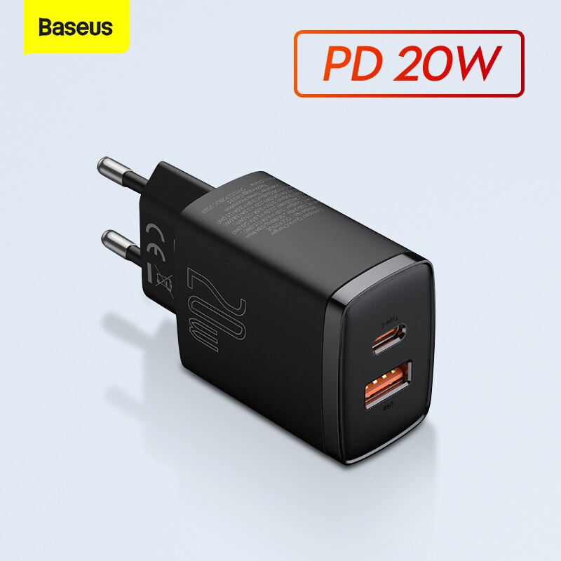 Baseus 20W caricabatterie USB tipo C Dual USB adattatore per ricarica rapida caricabatterie PD caricabatterie da viaggio portatile per iphone 12 13 pro Xiaomi