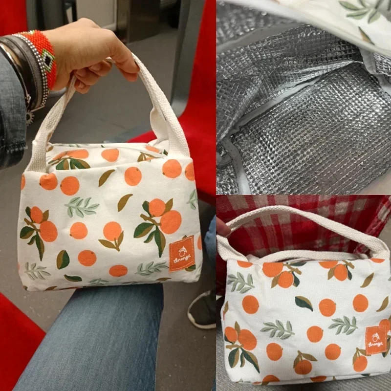 1-delige schattige fruitlunchtas voor vrouwen Draagbare geïsoleerde lunch thermische tas Bento-zakje Lunchcontainer Schoolvoedselzak