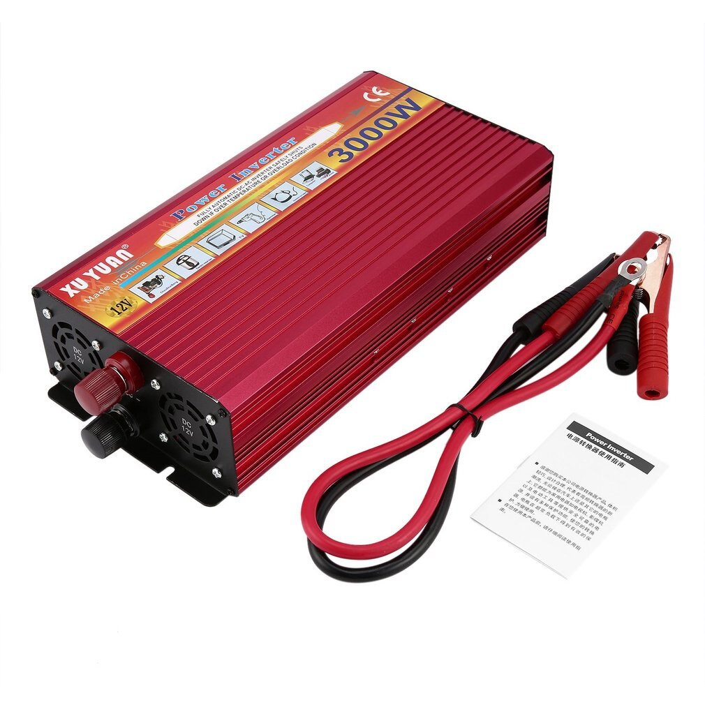 Professionele 3000W Omvormer Dc 12V Naar Ac 220V Met Led Lampje Fan Cooling Universele Aansluiting auto Converter