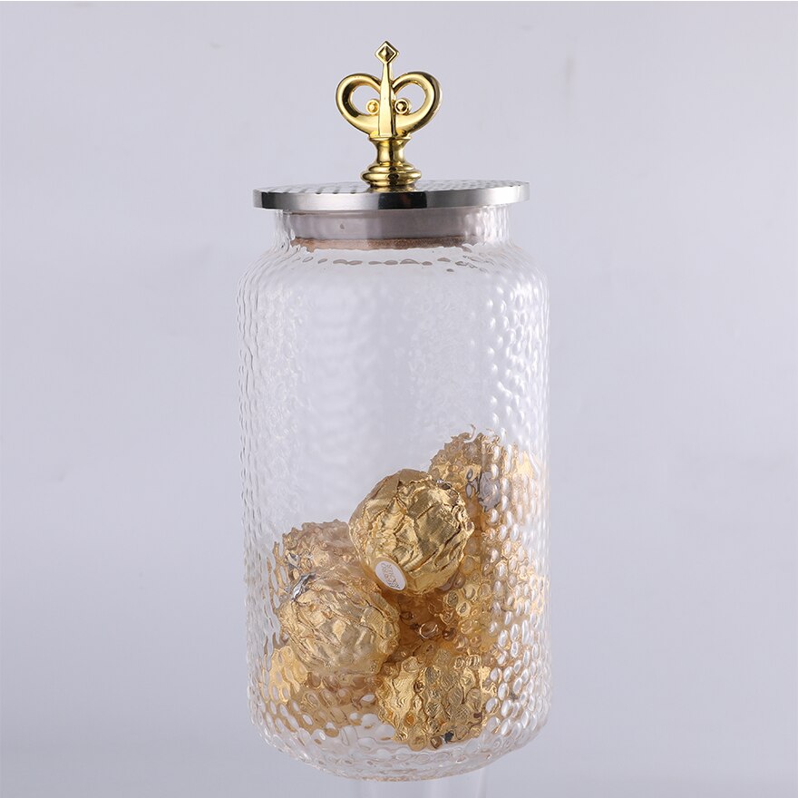 Tarros de vidrio a prueba de polvo lata de almacenamiento transparente con cubierta de vidrio de caramelo contenedores de botellas sellado tanque de almacenamiento de té y café: B--large