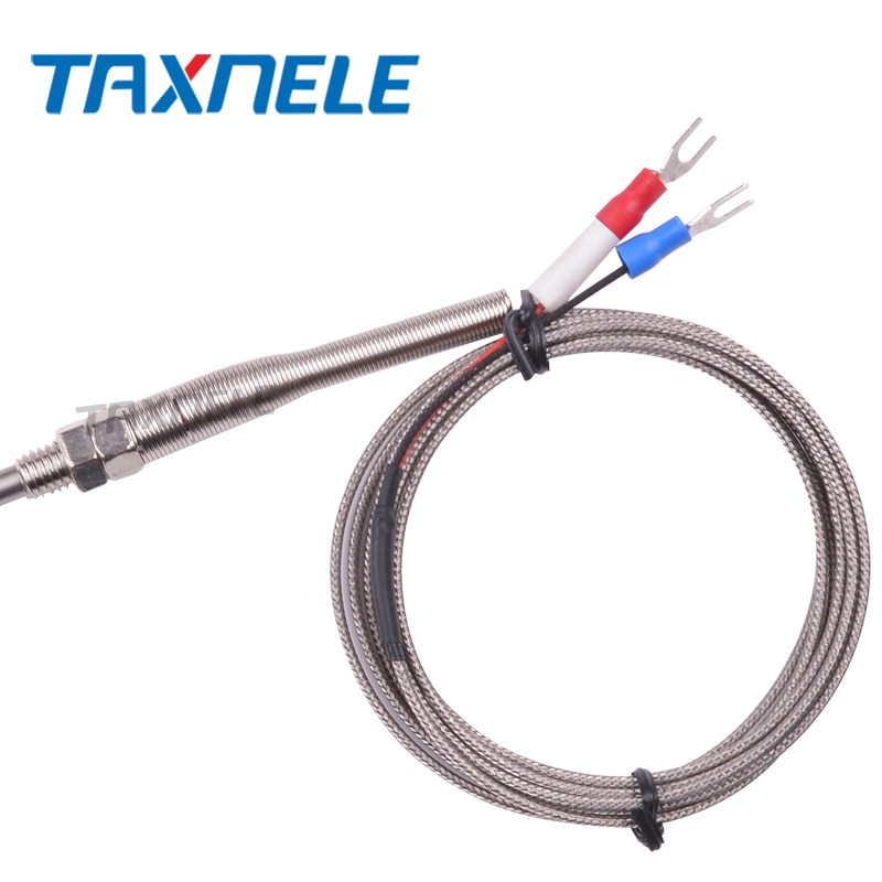 Termopar tipo K J, sonda de acero inoxidable, termopar de 50mm, 100mm, 150mm, 200mm, 2m, Cable termopar 0 ~ 400C, Sensor de temperatura