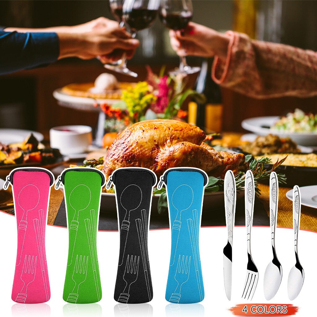 Cuchillos de acero inoxidable con forma de tenedor, cuchara para viajes en familia, Cubiertos para acampar, vajilla portátil para exteriores, Cubiertos de acero inoxidable