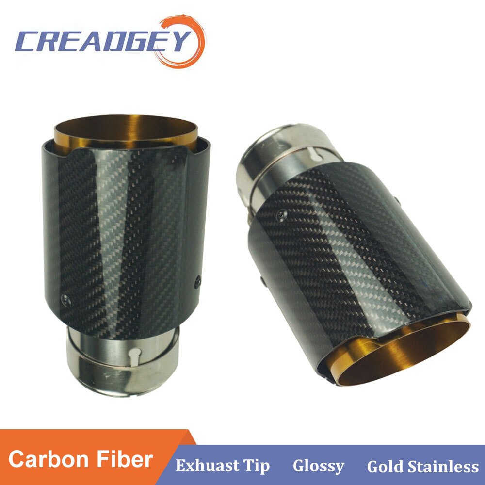 Universal Tail Pipe Exhaust Muffler Straight End Tips For AK Stainless Steel Carbon Fiber Gold Nozzle Car Styling