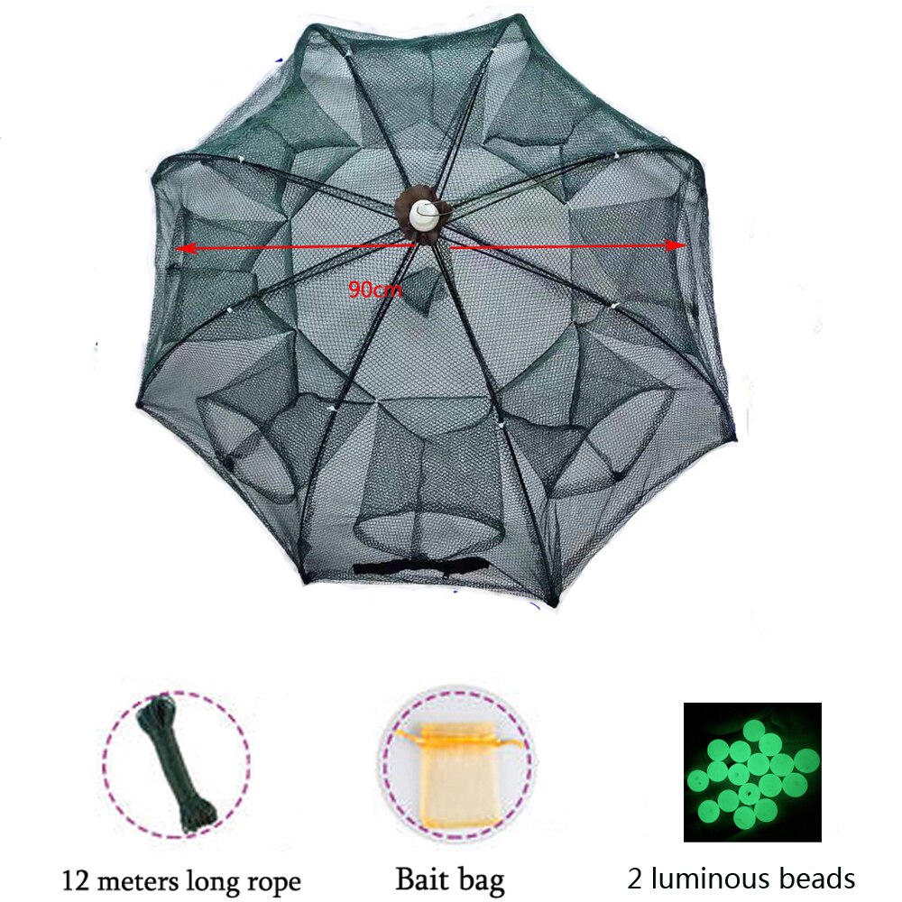 4-20 Holes Fishing Net Folded Portable Hexagon Fish Network Casting Nets Crayfish Shrimp Catcher Tank Trap Cages Mesh Tra: A- 8 Holes