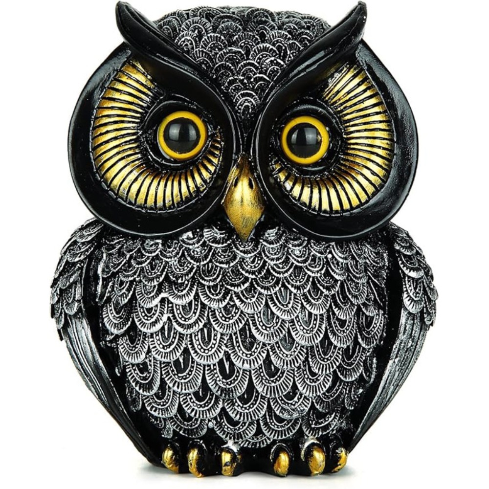 Decoratieve hars uil standbeeld vintage handgemaakte uil sculptuur schattige entree decoratie entree display: lichtgeel