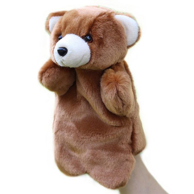 Adorable ours en peluche, marionnette à gant, amis du zoo, animaux, marionnettes à main, marionnettes éducatives, poupées (marron, blanc et noir): Café