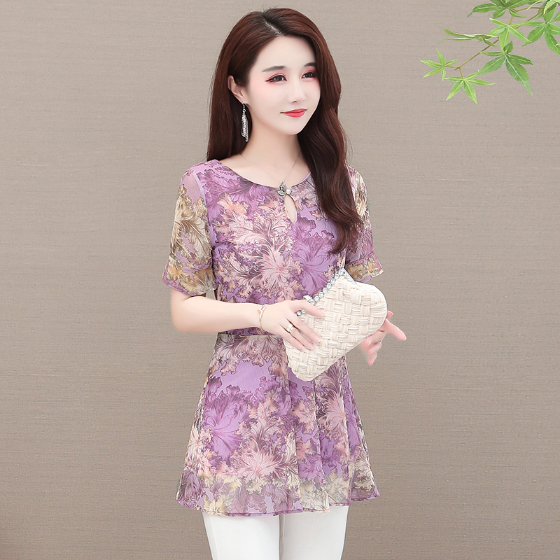 Sommertøj 5xl 4xl 3xl toppe bluser til kvinder grøn sommer blomsterprint tunika lang skjorte afslappet mave peplum bluser: Xl / Beige