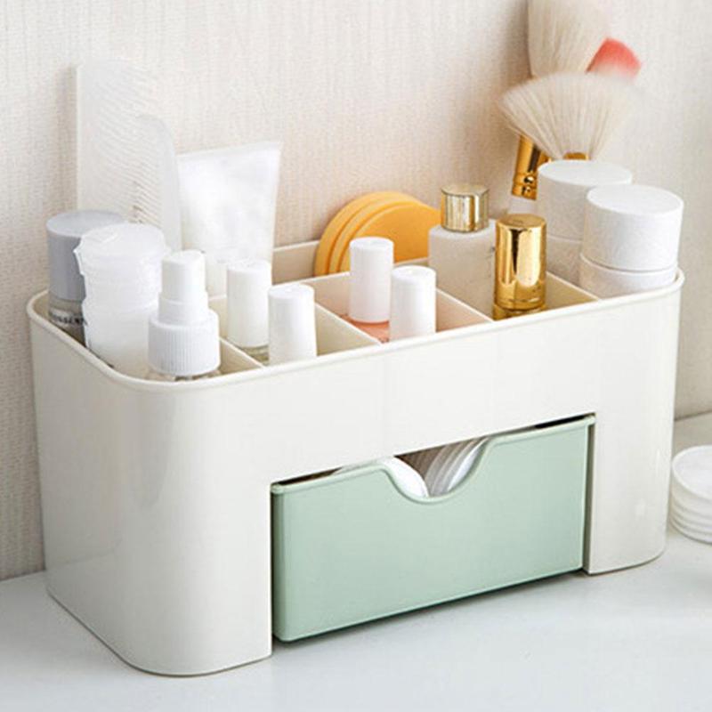 Multifunktionell skrivbordsarrangörslåda i plast med låda smycken färg kosmetikafodral smink bomullsförvaring 3 pinnar hållare de  y7 k 7