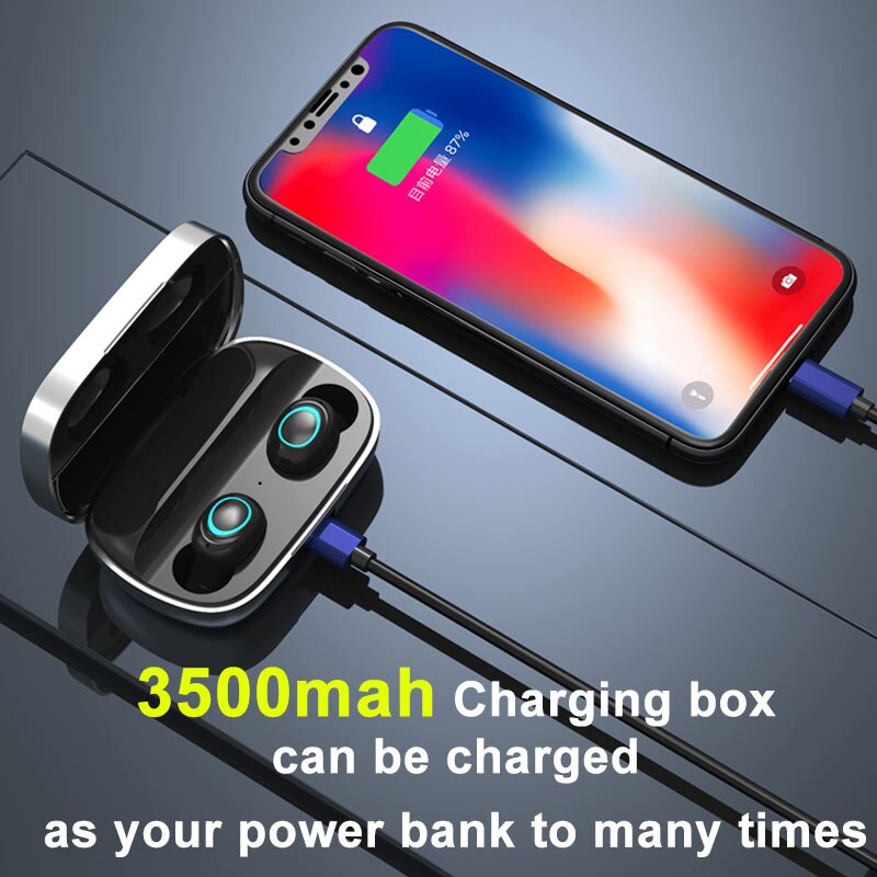 3500 mah  s11 bluetooth  v5.0 øretelefoner trådløse hodetelefoner tws med mikrofon sport vanntette hodetelefoner ørepropper støyavbrudd