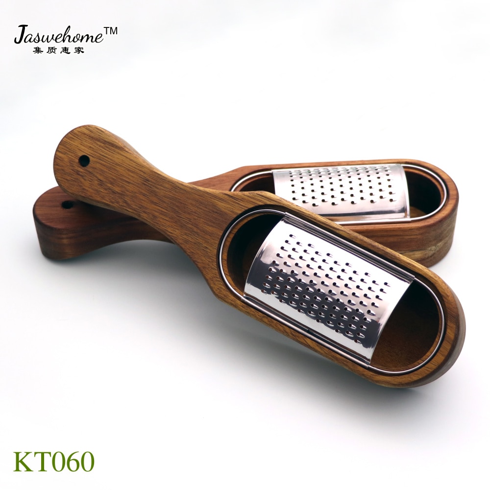 Stainless Steel Cheese Grater With Removable Acacia Wood Collector Cheese Grater With Box Cheese Tools Server