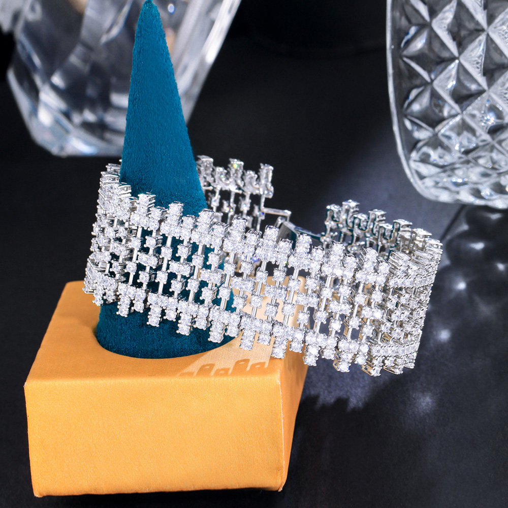 Threegraces Briljante Zirkonia Zilveren Kleur Luxe Bruids Trouwarmband Voor Bruiden Mode Banket Diner Sieraden Br288: Default Title