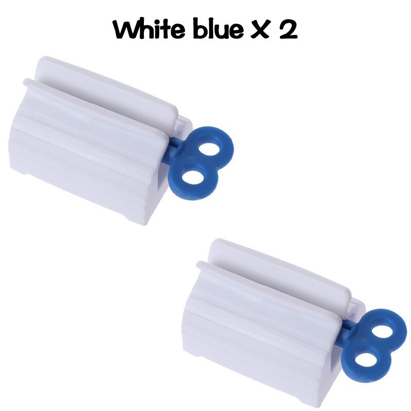 Multifunctional Toothpaste Tube Squeezer Simple Portable Plastic Dispenser Facial Cleanser Hand Cream Squeezer: 2 pcs white blue