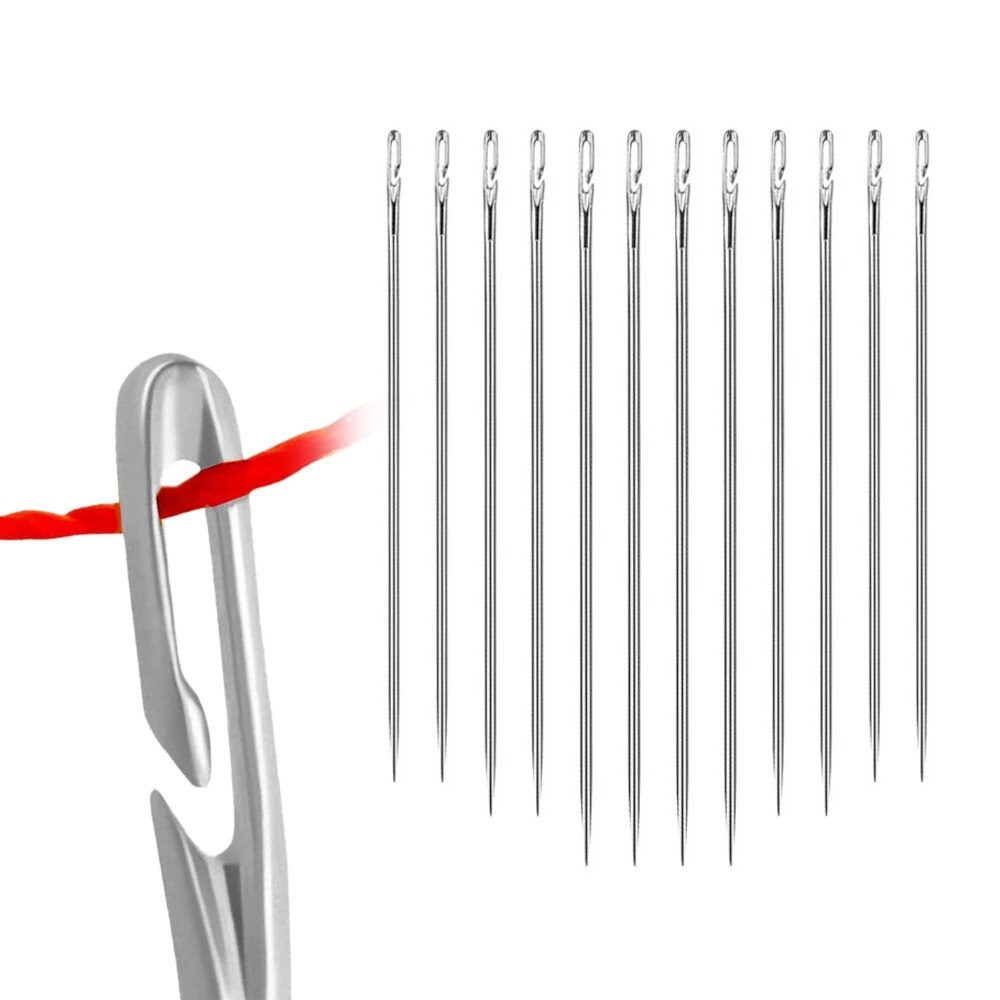 12/24 Pcs Blind Needle Elderly Needle-side Hole Hand Household Sewing Stainless Steel Sewing Needless Threading Apparel Sewing