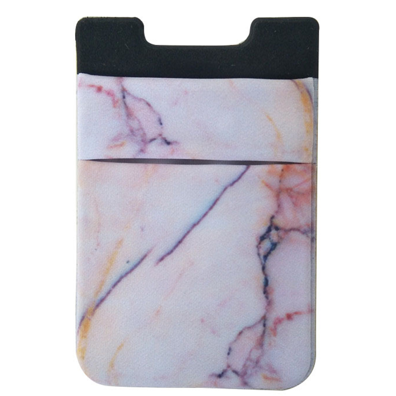 Mobile Phone Sticker Color Pattern Marble Pattern Card Holder Pockage Sticker with Adhesive VDX99: Pink