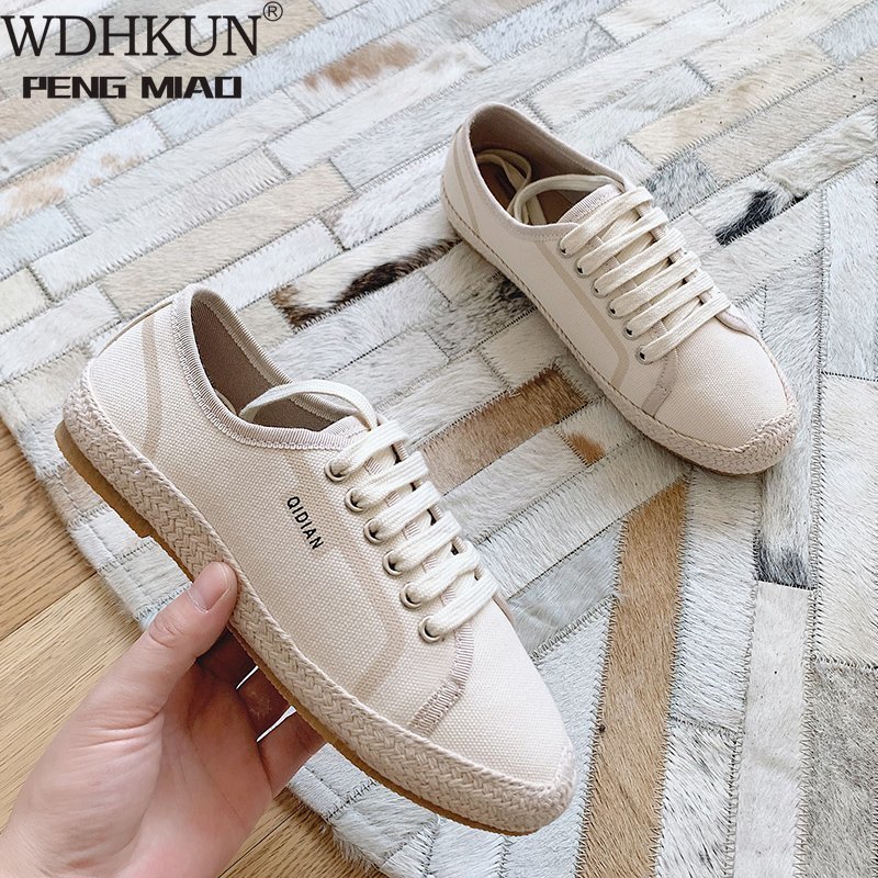 Frauen Spitze-hoch Espadrilles Lässig Herde Plattform Turnschuhe NäHenne Keile Schuhe für Frauen Flache Spitze-hoch Runde hanf
