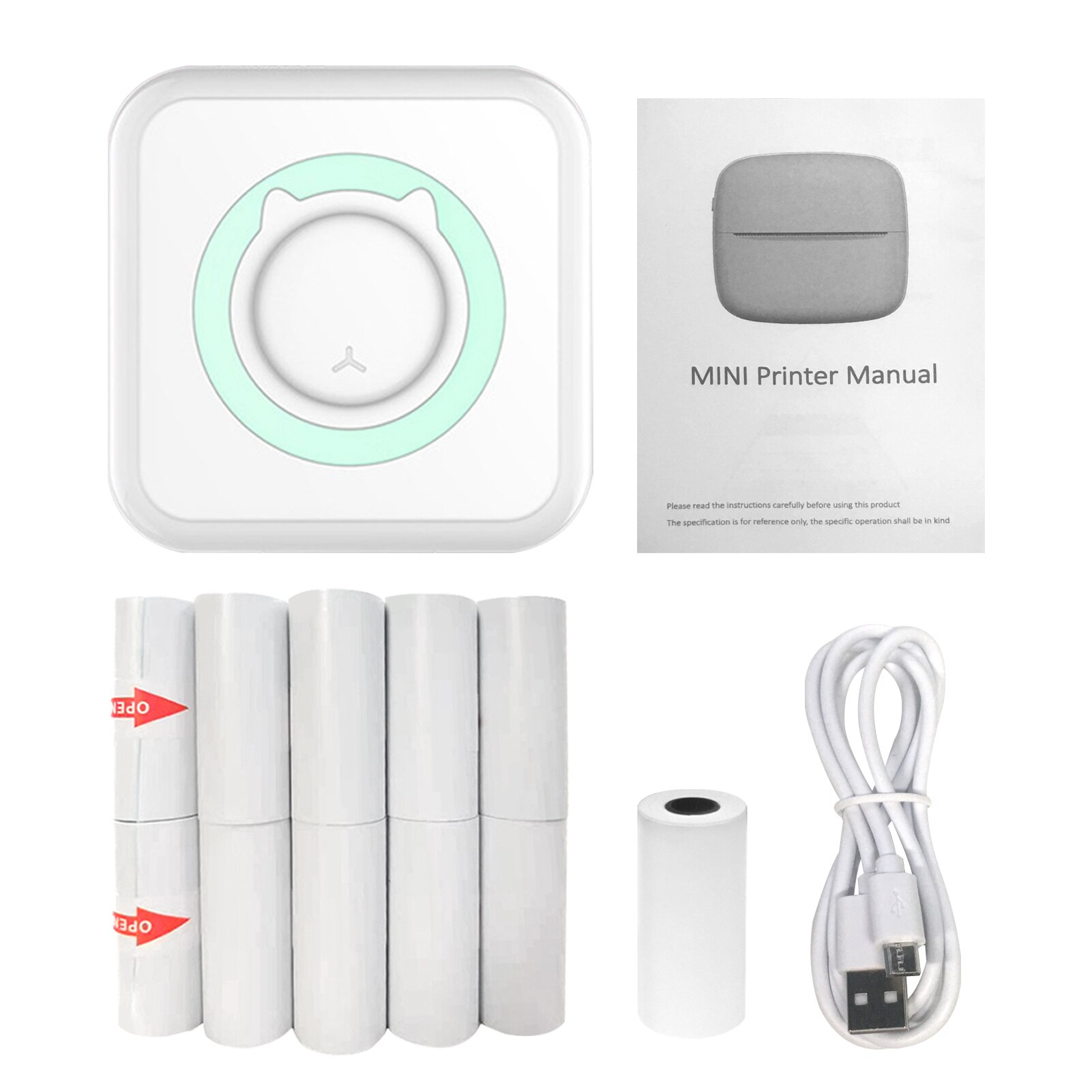 Pocket Thermal Printer Portable Mini Wirelessly BT Connect 200dpi Photo Label Memo Wrong Question Printing with 1 Roll Paper: G ad 10xSticky Paper