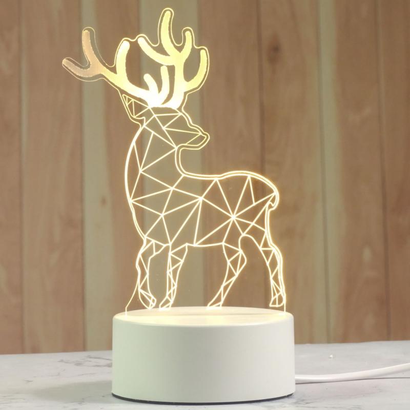 Love Pattern Acrylic 3D Night Light Pattern Acrylic LED Night Light Various Styles Bedroom Mild Light: Sika deer