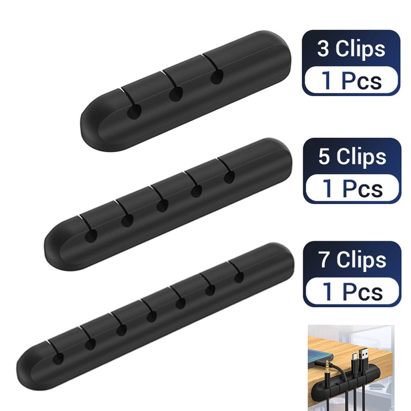 3 Clips 5 Clips 7 Clips Cable Organizer Silicone USB Cable Winder For Mouse kabel Headphone Wire Desktop Tidy Cable protector