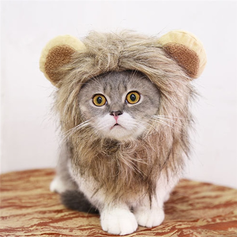 Imixlot Pet Transformation Costume Halloween Pet Hat Lion Cap Transformation Pet Headgear Costume Pet Supplies