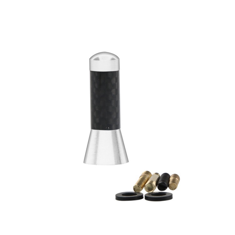 Antenne à mât court et trapu en métal à vis en Fiber de carbone, antenne de toit de style de voiture, Signal amélioré pour accessoires de voiture Benz: Argent