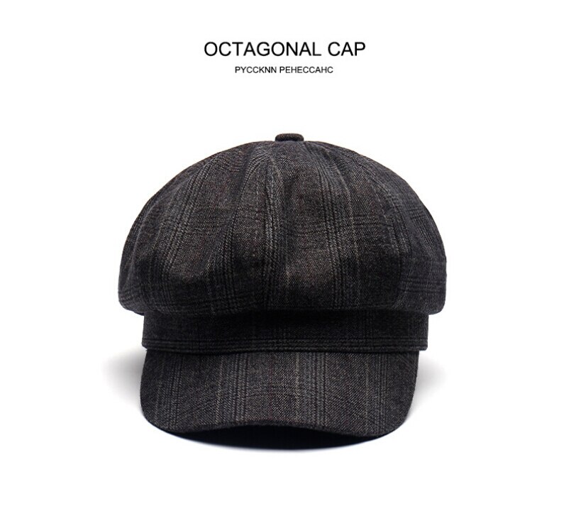 Women Casual Sweet Hat Octagonal Hats Ladies Plaid Caps Autumn Winter