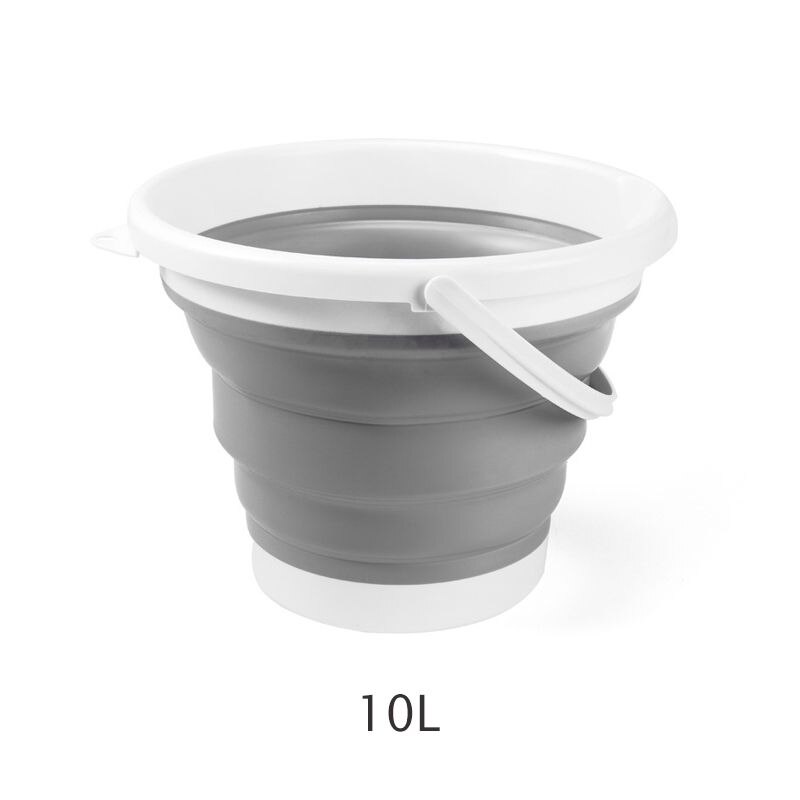 10L/5L/3L Portable Silicone Car Bucket Wash Bucket Outdoor Fishing Beach Travel Camp Home Storage Bucket Foldable Bucket: Gray 10L