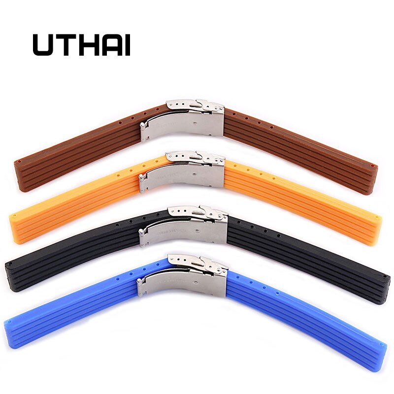 Uthai Z21 18Mm 20Mm 22Mm 24Mm Horlogebanden Siliconen Band Soft Rubber Band Waterdichte Sport Band Band patroon