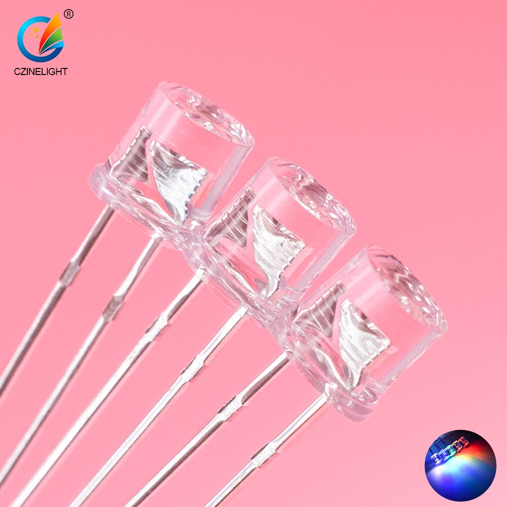1000 Stks/zak Czinelight Clear Dip F5 5Mm Top Platte Led Diode Rood Geel Blauw Groen Wit