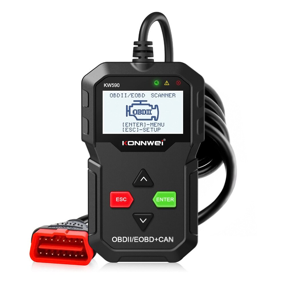 KONNWEI – KW590 outil de Diagnostic automatique de voiture, lecteur de Code, prise OBD2, Scanner de véhicule, prise en charge de plusieurs marques, langues,: Black