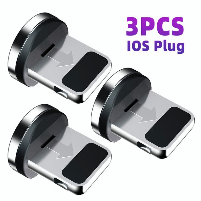 Magneettikaapelin pistoke microusb-tyypin c usb-c-liitin pikalataussovitin matkapuhelin micro-usb-tyypin c-magneettipistoke iphone-liitin: 3 kpl ios-liitin