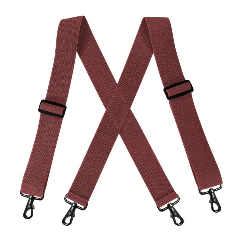 Deepeel 5*120cm herrhängslen för vuxna, 4 klämmor, krokspänne, breda stretchremmar, manliga jockstrap-hängslen, mäns kjol, jeanstillbehör: Röd