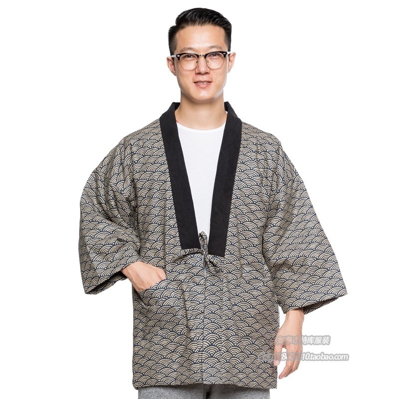 Haori – manteau Kimono épais pour homme, coupe-vent épais, veste traditionnelle japonaise chaude en coton ouaté, vêtements d'extérieur, A9088, hiver