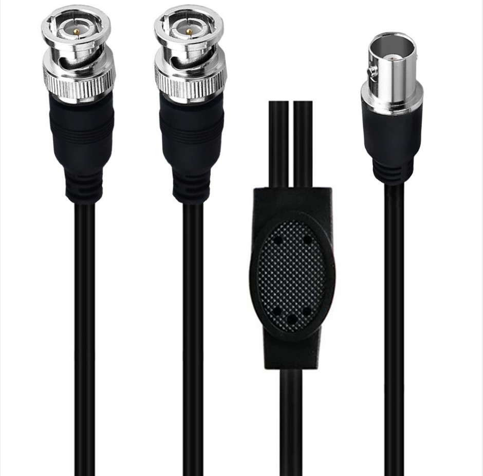BNC Splitter Cable BNC to Dual BNC Connector Adapter Cable for Cameras and Video Equipment 0.5m: black