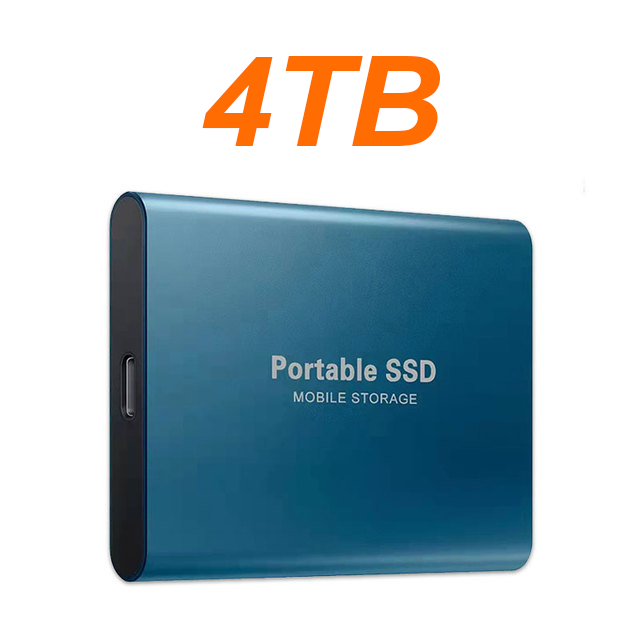 Bærbar ekstern harddisk 1tb støjsvag solid state-drev 2tb 4tb mobil disk højhastigheds-ssd til pc, bærbar computer, hjemme og kontor: Blå