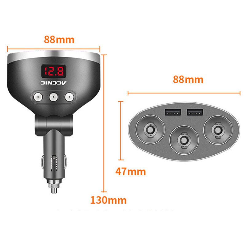 3 In 1 Dual Usb Auto Sigarettenaansteker Splitter Plug 3 Auto Voltage Monitor
