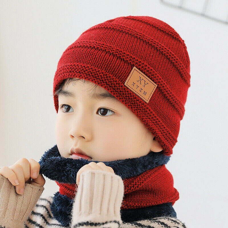 Family Matching Stuff Accessories Parent-child cap Knit Baggy Beanie Winter Hat Ski Slouchy Chic Warm Knitted Cap+Scarf