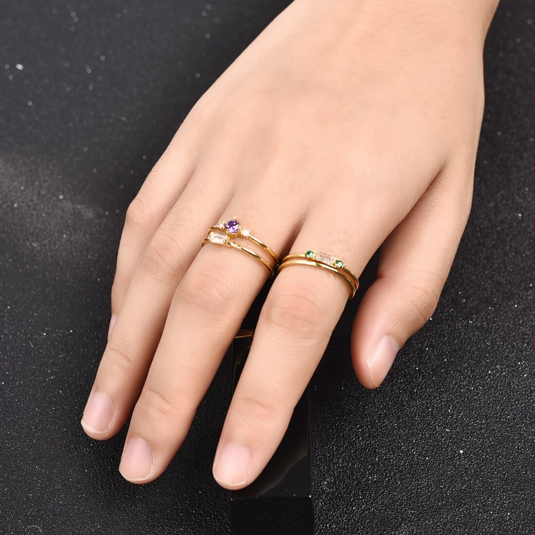 Mode 4 Stks/set Goud Kleur Plating Simple Boho Ringen Vrouwen Zirkoon Bohemian Engagement Ringen