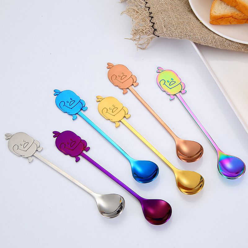 Cartoon Coffee Stirring Spoon Dessert Stainless Steel Teaspoon Drink Tableware Tea Spoon