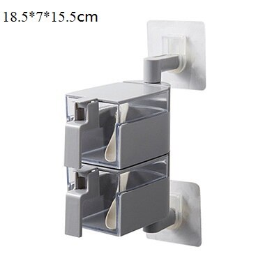 Krydderier opbevaringsbokse vægmonteret roterende krydderkrukke krydderier opbevaring køkken organisation værktøj organisator boks tilbehør: Lag (grå)