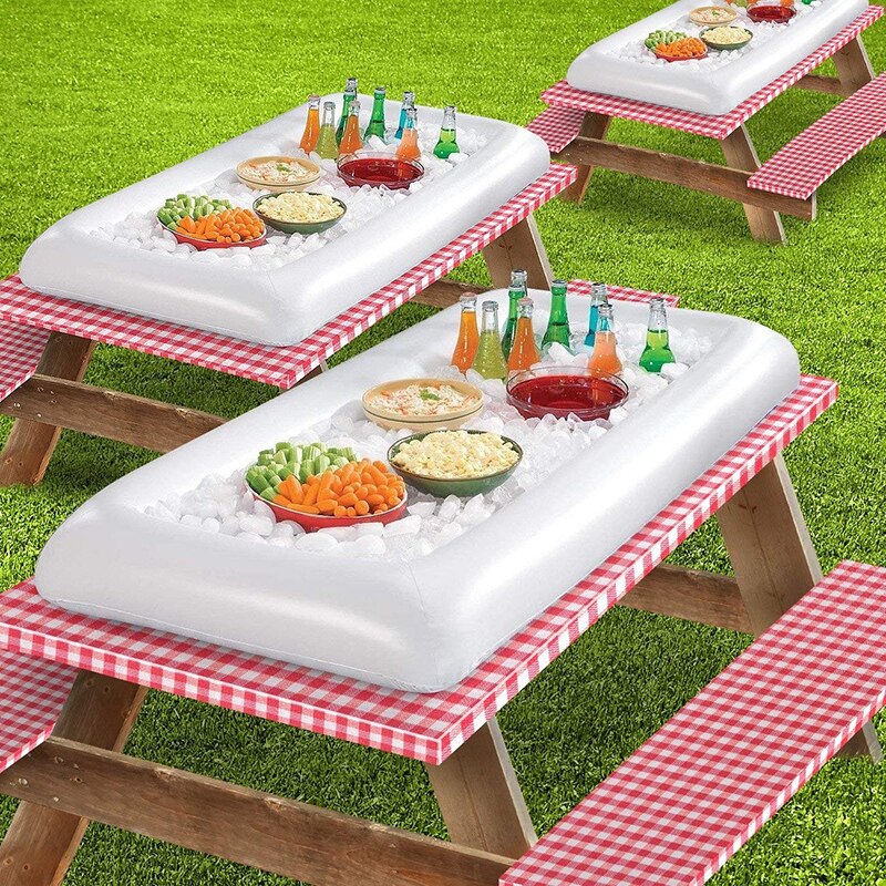 134 x 64cm uppblåsbara ölkylare bord pool flottör sommar vattenparti luftmadrass ishink servering/salladsbar bricka