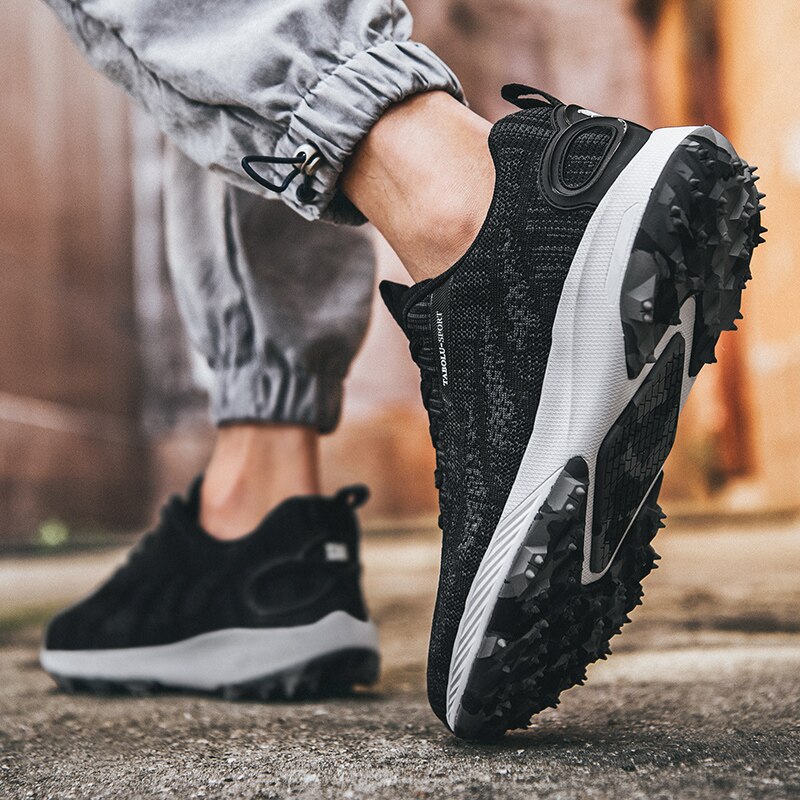Men Training Golf Shoes Breathable Golf Sneakers Men Light Weight Sipkeless Golfing Shoes Outdoor Grass Walking Sneakers Male